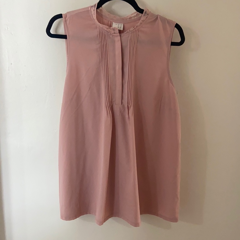 Pink lace collar tank